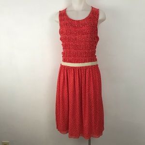 POSTMARK Anthropologie coral polka dot dress M